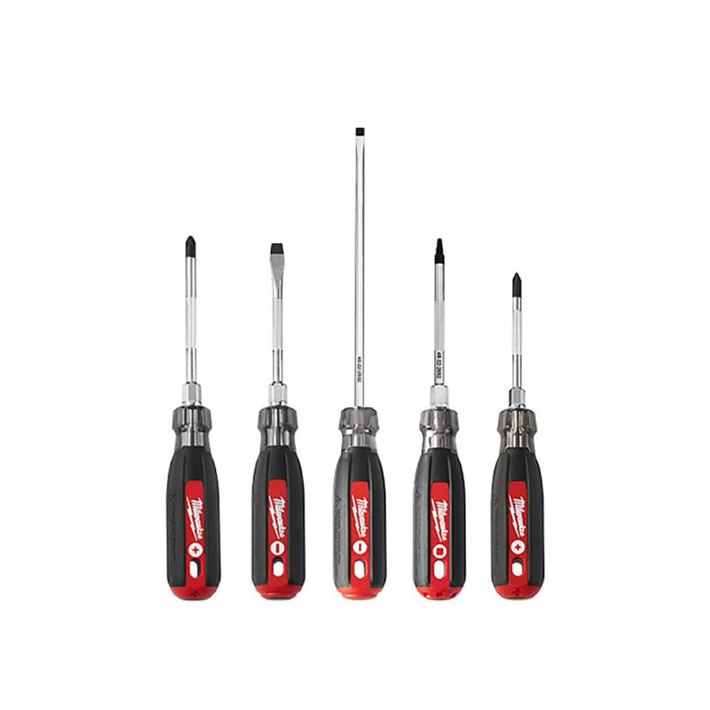 Screwdriver Set: 5 Pc, Phillips, Slotted & Square Includes #1 x 3 Phillips, #2 x 4″ Phillips, #2 x 4″ Square, 1/4 x 4 Slotted, 3/16 x 6″ Slotted