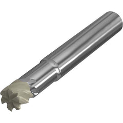 Corner Radius End Mill: 0.37″ Dia, 6 Flutes, Ceramic 45 ° Helix, Bright/Uncoated, Corner Radius End