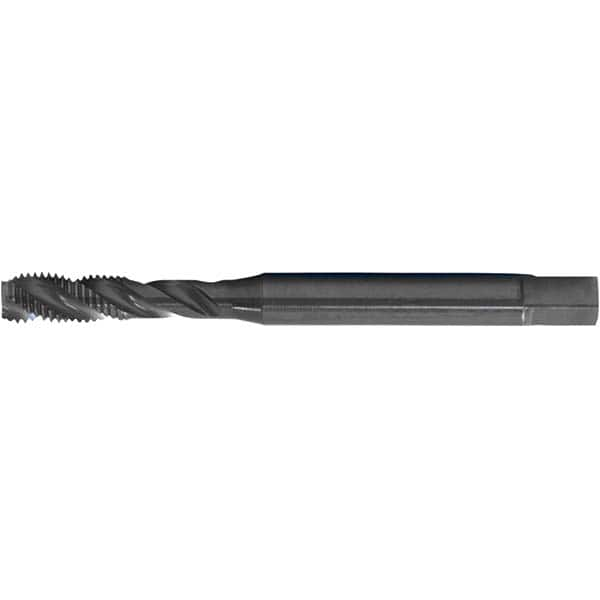 Spiral Flute Tap: #2-56, DIN & ANSI, 3 Flute, Modified Bottoming, 2B Class of Fit, HSS-E, Black Oxide Finish 0.551″ Thread Length, 1.7717″ OAL, Right Hand Flute, Right Hand Thread, Series PER-893SF