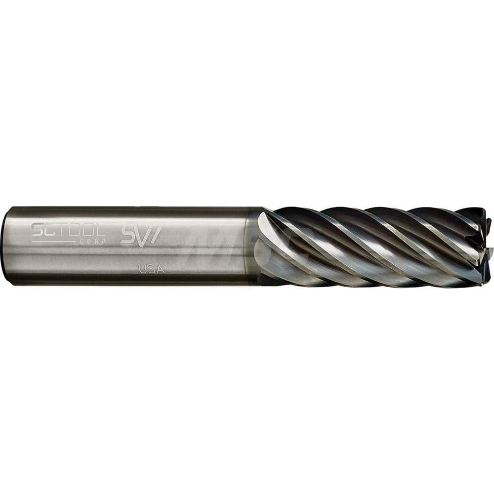 Corner Radius End Mill: 5/8″ Dia, 1-3/4″ LOC, 0.03″ Radius, 7 Flutes, Solid Carbide 4″ OAL, 5/8″ Shank Dia, 38 ° Helix, AlCrN Coated, Corner Radius End, Centercutting