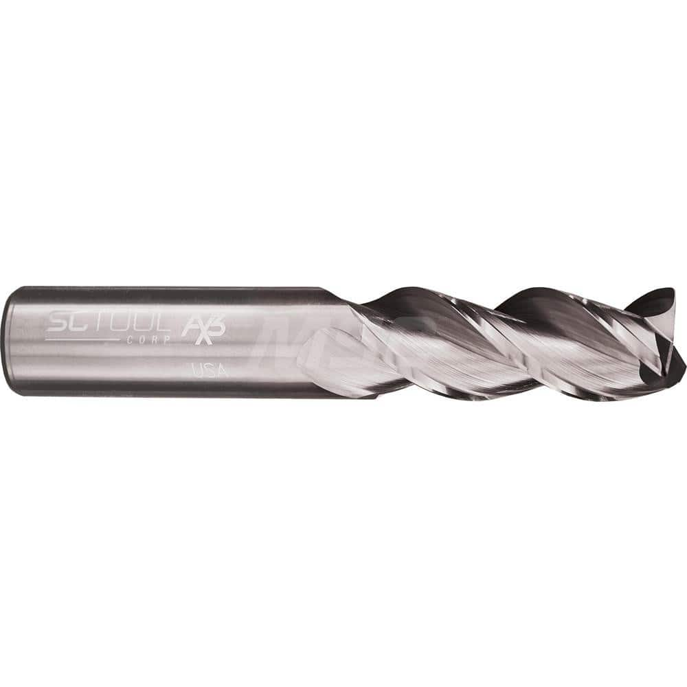 Square End Mill: 1'' Dia, 2-1/2'' LOC, 1'' Shank Dia, 5'' OAL, 3 Flutes, Solid Carbide Single End, Uncoated, Helical Flute, 42 ° Helix, Centercutting, RH Cut, RH Flute