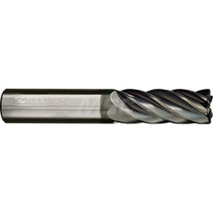 Square End Mill: 5/8'' Dia, 2'' LOC, 5/8'' Shank Dia, 4'' OAL, 6 Flutes, Solid Carbide Single End, AlCrN Finish, Spiral Flute, Variable Helix, Centercutting, RH Cut, RH Flute