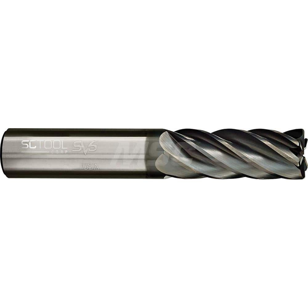 Square End Mill: 1'' Dia, 1-1/2'' LOC, 1'' Shank Dia, 4'' OAL, 6 Flutes, Solid Carbide Single End, AlCrN Finish, Spiral Flute, Variable Helix, Centercutting, RH Cut, RH Flute