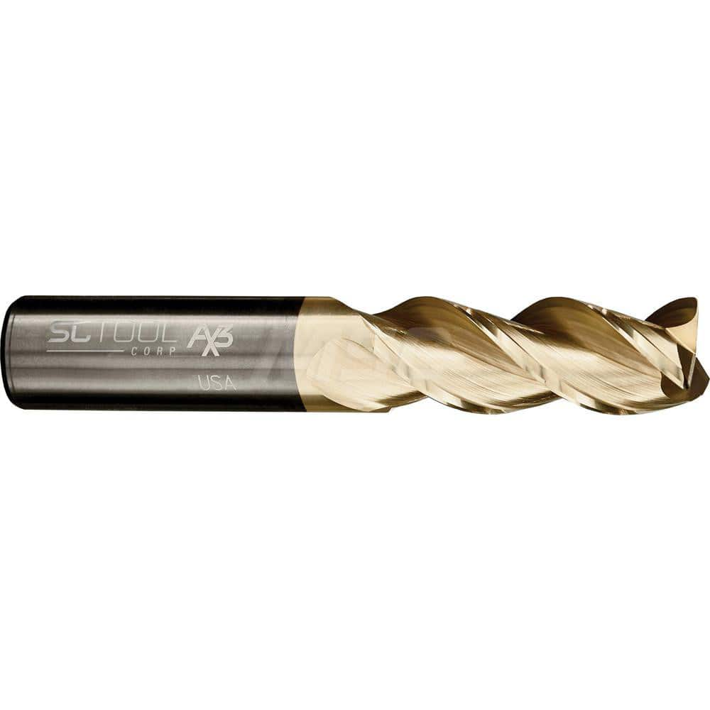 Square End Mill: 3/4'' Dia, 1-3/4'' LOC, 3/4'' Shank Dia, 4'' OAL, 3 Flutes, Solid Carbide Single End, ZrN Finish, Helical Flute, 42 ° Helix, Centercutting, RH Cut, RH Flute