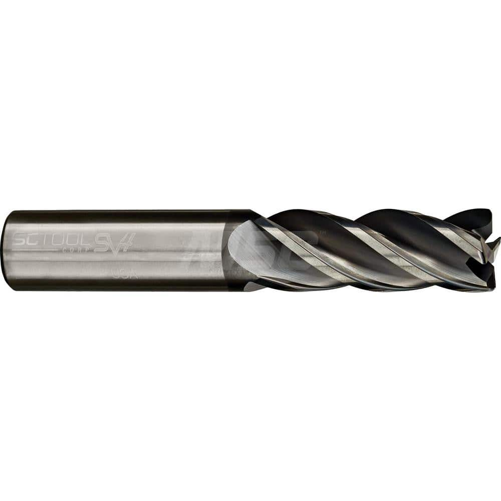 Square End Mill: 3/4'' Dia, 1-3/4'' LOC, 3/4'' Shank Dia, 4'' OAL, 4 Flutes, Solid Carbide Single End, AlCrN Finish, Spiral Flute, Variable Helix, Centercutting, RH Cut, RH Flute