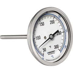 Bimetal & Dial Thermometers; Type: Bi-Metal Thermometer; Mount: Back Connected; Stem Length (Inch): 9; Dial Diameter: 3; Minimum Temperature (F): 50.000; Minimum Temperature (C): 10.00; Maximum Temperature (F): 300.000; Maximum Temperature (C): 150.00; Ma