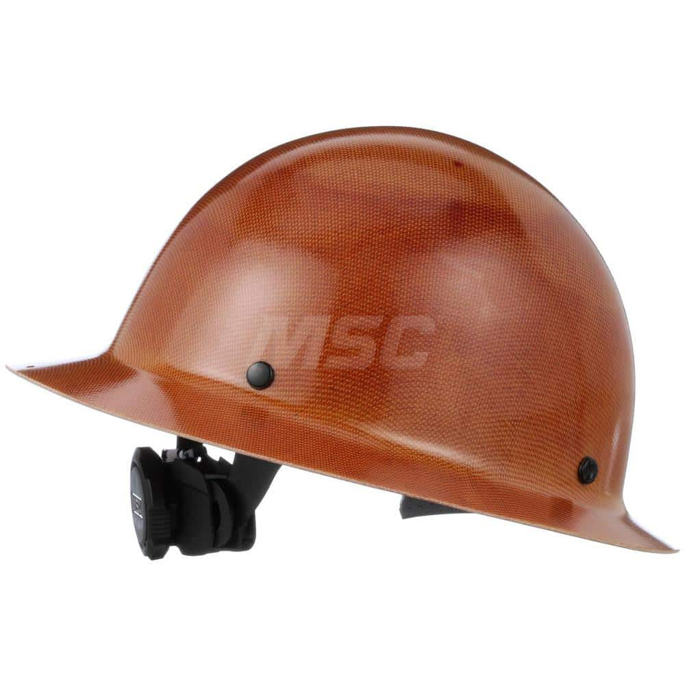 Hard Hat: High Visibility & Heat Protection, Full Brim, Class G, 4-Point Suspension Gold, Plastic