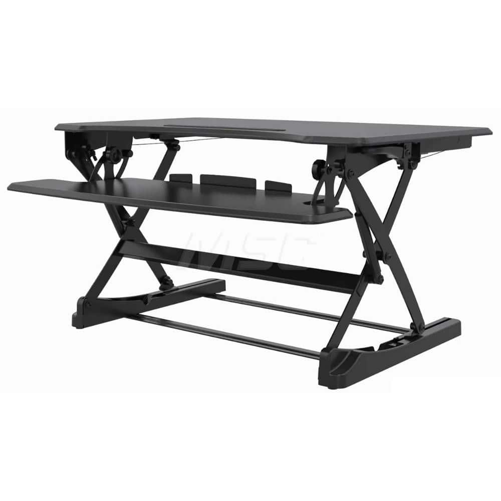 Office Desks; Type: Sit/Stand Workstation; Center Draw: No; Color: Black; Material: MDF; Width (Inch): 35-7/16; Depth (Inch): 26-1/4; Additional Information: 3 Angle Position; Mesh Backing; Height Adjustment Range: 5.9″ - 19.7″; PSC Code: 7110; Material: