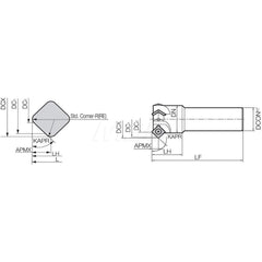 Indexable Chamfer & Angle End Mills; Cutting Diameter (Decimal Inch): 1.4173; Cutting Diameter (mm): 36.00; Minimum Cutting Diameter (mm): 36.00; Maximum Cutting Diameter (mm): 52.00; Lead Angle: 45; Shank Type: Straight Shank; Shank Diameter (mm): 32.000