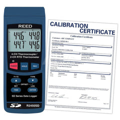 Digital Thermometers & Probes; Type: Data Logging Thermometer; Maximum Temperature (C): 1300.00; Maximum Temperature (F): 2372.000; Minimum Temperature (C): -100.00; Minimum Temperature (F): -148.000; Display Type: Quad Display; LCD