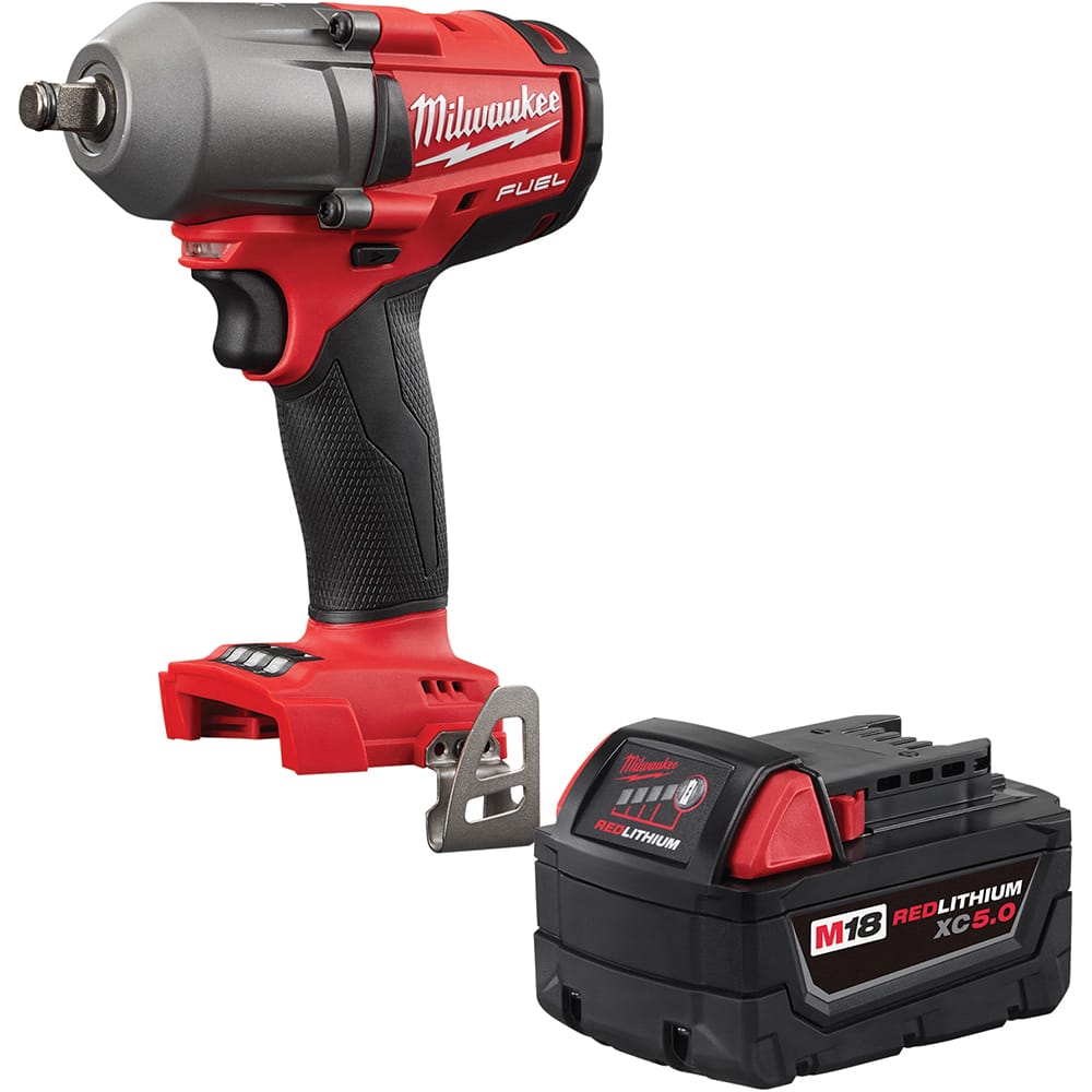 Cordless Impact Wrench: 18V, 1/2″ Drive, 0 to 3,0 BPM, 0 to 2,400 RPM 450 ft-lb, 1 M18 RED LITHIUM XC Battery Included, 48-59-1812