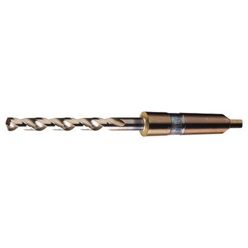 1/2 RHS / RHC HSS-CO 8% (M42) 135 Degree Notched Point Cobalt Taper Shank Drill - Straw / Gold Oxide - Exact Industrial Supply