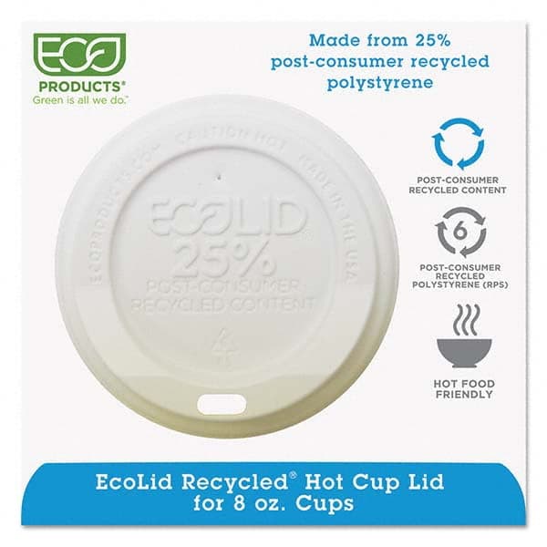 ECO PRODUCTS - EcoLid 25% Recy Content Hot Cup Lid, White, Fits 8 oz Hot Cups, 100/PK, 10 PK/CT - A1 Tooling