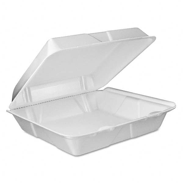 DART - Foam Vented Hinged Lid Containers, 9w x 9 2/5d x 3h, White, 100/PK, 2 PK/CT - A1 Tooling