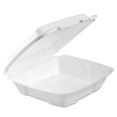 DART - Foam Hinged Lid Container, 1-Comp, 9 x 9 2/5 x 3, White, 100/Bag, 2 Bag/Carton - A1 Tooling