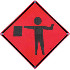 VizCon - "Flagger Ahead," 36" Wide x 36" High Vinyl Construction Roadway Sign - A1 Tooling