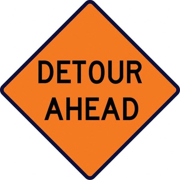 VizCon - "Detour Ahead," 36" Wide x 36" High Vinyl Construction Roadway Sign - A1 Tooling