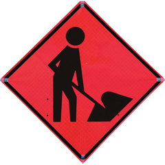 VizCon - "Road Construction Ahead," 36" Wide x 36" High Vinyl Construction Roadway Sign - A1 Tooling