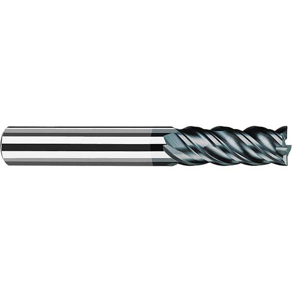 Square End Mill: 1'' Dia, 2-1/2'' LOC, 1'' Shank Dia, 5-1/2'' OAL, 4 Flutes, Solid Carbide Single End, Polychrom Finish, Spiral Flute, 45 ™ Variable Helix, Centercutting, RH Cut, RH Flute, Series NB-NVD