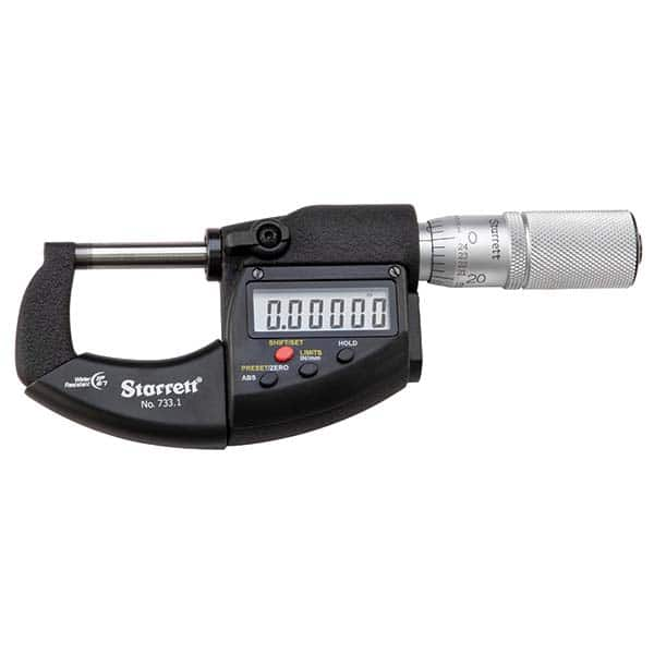 Starrett - Electronic Outside Micrometer Sets Minimum Measurement (Inch): 0 Minimum Measurement (mm): 0 - A1 Tooling