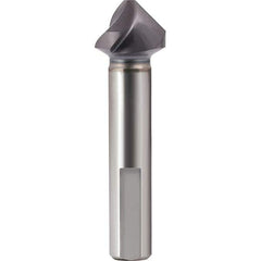 SpyroTec 3/8″ Head Diam, 0.09″ Cut Diam, 1/4″ Shank Diam, 3 Flute 82° Cobalt Countersink TiAlN Finish, 2″ OAL, Single End, 1/4″ 3-Flat Shank, Right Hand Cut