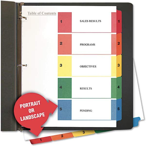 UNIVERSAL - Tabs, Indexes & Dividers Indexes & Divider Type: Preprinted Numeric Size: 8-1/2 x 11 - A1 Tooling