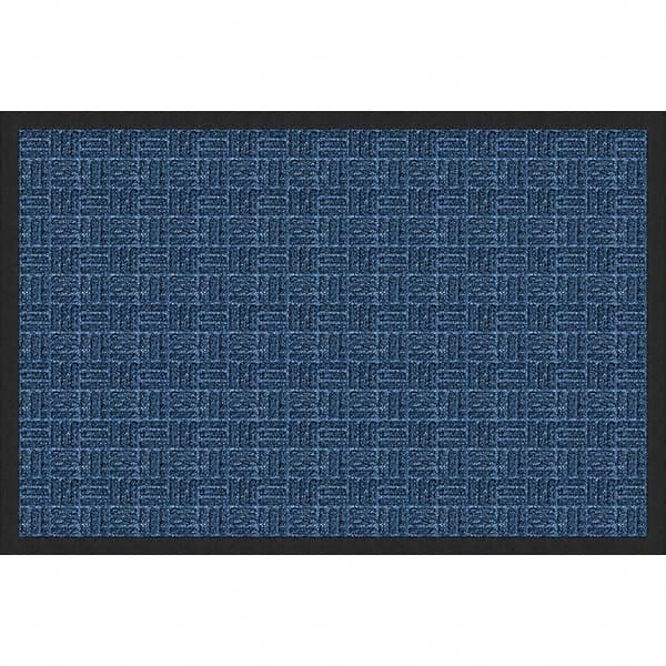 Entrance Mat: 3' Long, 2' Wide, Olefin Surface Indoor & Outdoor, Medium-Duty Traffic, Rubber Base, Blue