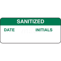 Restroom & Janitorial Label: ″SANATIZED″, Rectangle, 2″ Wide, 0.625″ High Permanent Acrylic Adhesive, Polyester