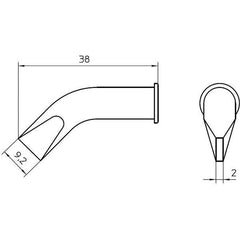 Weller - Soldering Iron Tips; Type: Bent Chisel ; For Use With: WSP150 ; Point Size: 2.0000 (Decimal Inch); Tip Diameter: 9.200 (Inch); Tip Diameter: 9.200 (mm) - Exact Industrial Supply