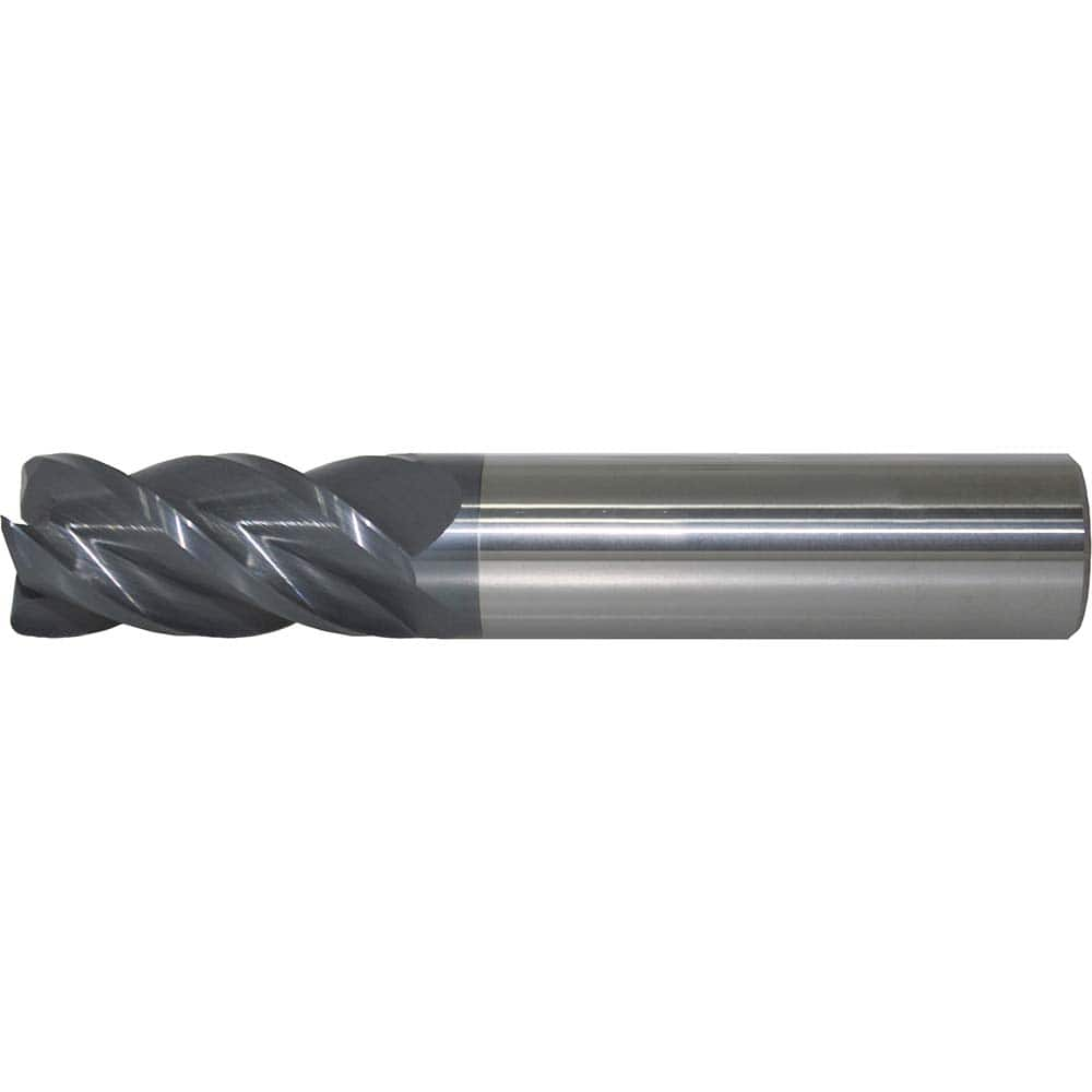 Corner Radius End Mill: 3/4″ Dia, 1-1/2″ LOC, 0.06″ Radius, 4 Flutes, Solid Carbide 4″ OAL, 3/4″ Shank Dia, 40 ° Helix, AlTiN+ Coated, Corner Radius End, Centercutting, Series 6/44