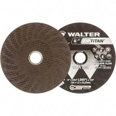 WALTER Surface Technologies - 6" Aluminum Oxide Cutoff Wheel - 3/64" Thick, 7/8" Arbor, 10,200 Max RPM, Use with Die Grinders - A1 Tooling