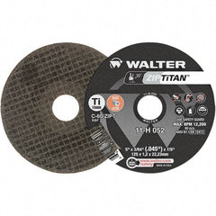 WALTER Surface Technologies - 5" Aluminum Oxide Cutoff Wheel - 3/64" Thick, 7/8" Arbor, 12,200 Max RPM, Use with Die Grinders - A1 Tooling