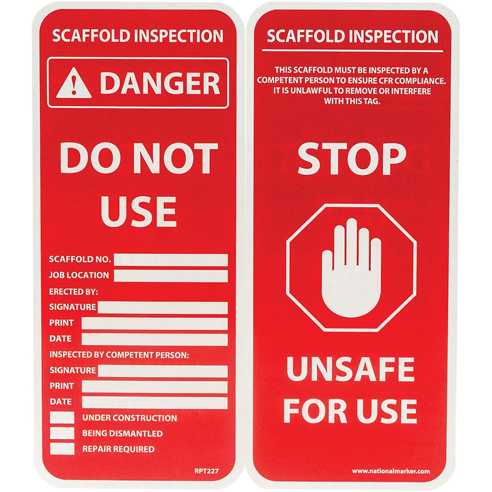 NMC - Safety & Facility Tags Message Type: Accident Prevention Tag Header: SCAFFOLD INSPECTION - Exact Industrial Supply