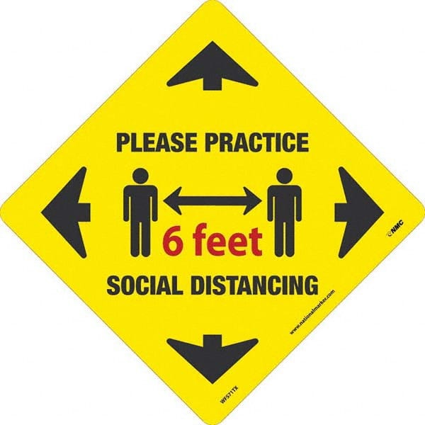 NMC - "Please Practice Social Distancing" Adhesive-Backed Floor Sign - A1 Tooling