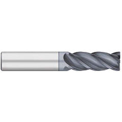 Corner Radius End Mill: 1/4″ Dia, 3/4″ LOC, 0.06″ Radius, 4 Flutes, Solid Carbide 2-1/2″ OAL, 1/4″ Shank Dia, 38 ° Helix, AlCromax Coated, Corner Radius End, Centercutting