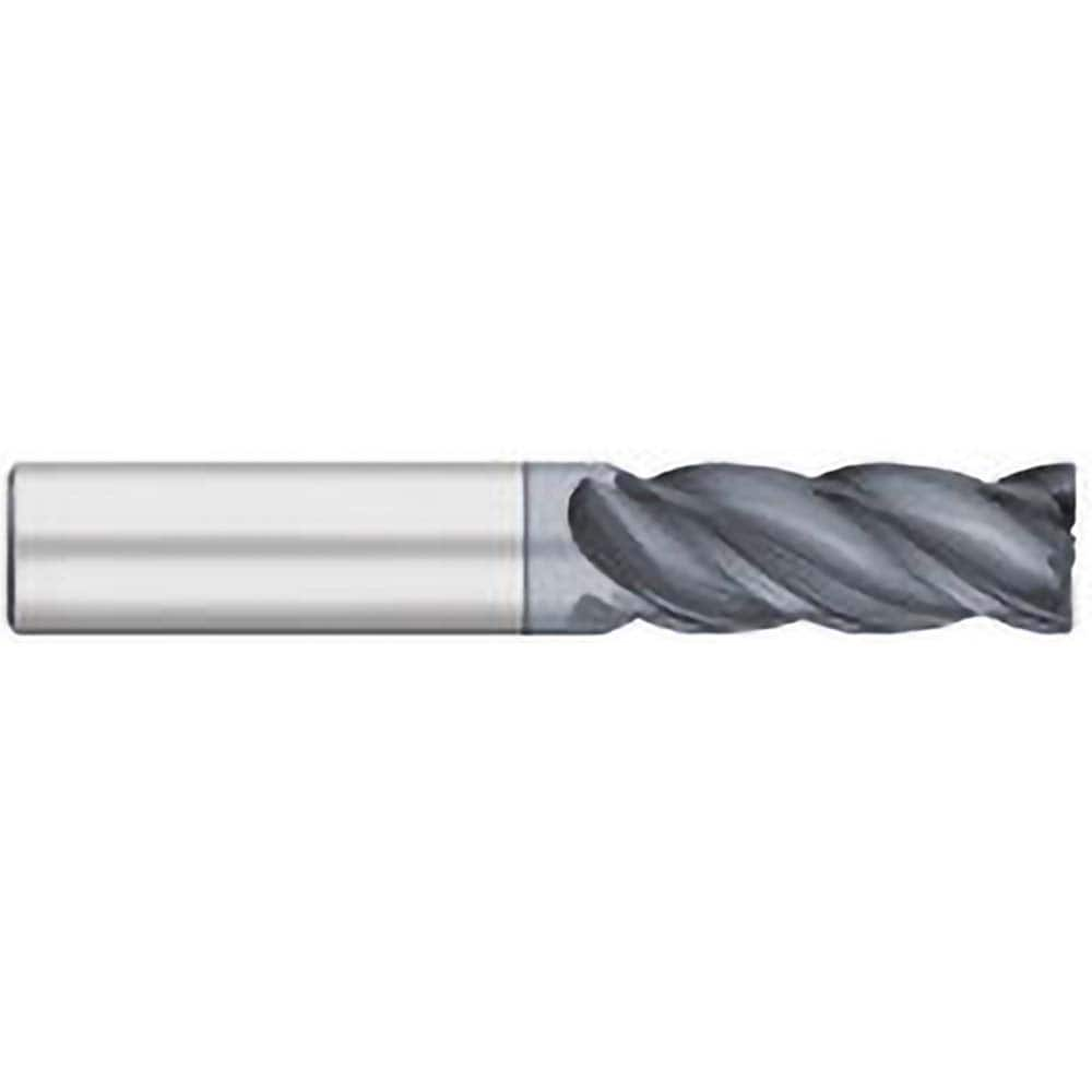 Corner Radius End Mill: 1″ Dia, 2″ LOC, 0.09″ Radius, 4 Flutes, Solid Carbide 4″ OAL, 1″ Shank Dia, 38 ° Helix, AlCromax Coated, Corner Radius End, Centercutting