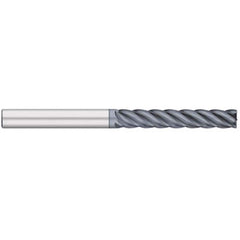 Corner Radius End Mill: 1/4″ Dia, 1-1/2″ LOC, 1/64″ Radius, 5 Flutes, Solid Carbide 4″ OAL, 1/4″ Shank Dia, 38 ° Helix, AlCromax Coated, Corner Radius End, Centercutting