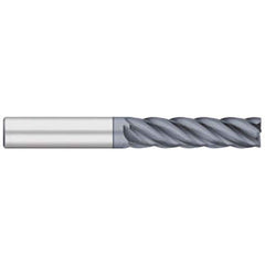 Corner Radius End Mill: 3/4″ Dia, 2-1/4″ LOC, 0.03″ Radius, 5 Flutes, Solid Carbide 5″ OAL, 3/4″ Shank Dia, 38 ° Helix, AlCromax Coated, Corner Radius End, Centercutting