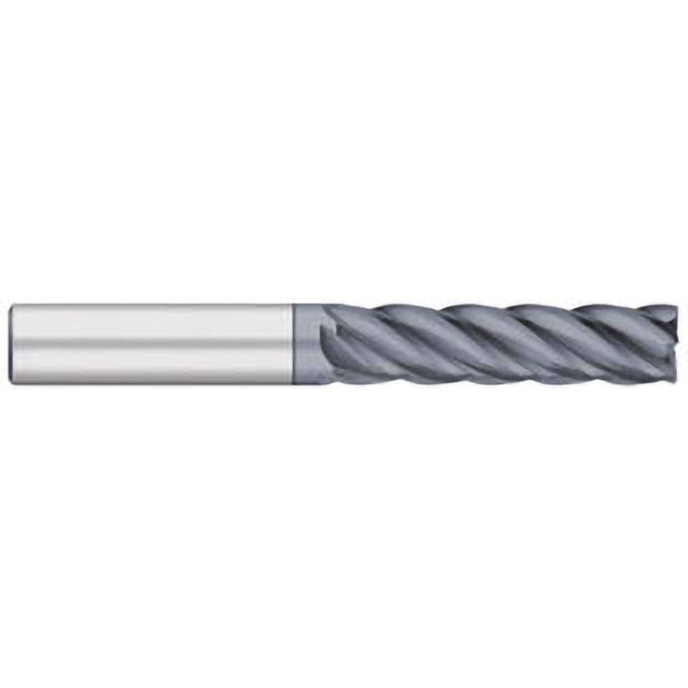 Corner Radius End Mill: 3/4″ Dia, 2-1/4″ LOC, 0.06″ Radius, 5 Flutes, Solid Carbide 5″ OAL, 3/4″ Shank Dia, 38 ° Helix, AlCromax Coated, Corner Radius End, Centercutting