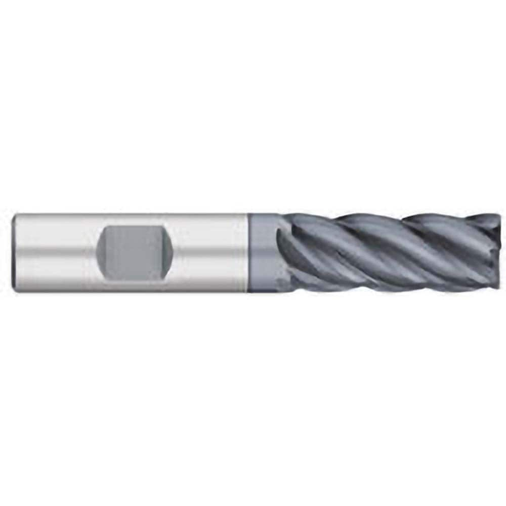 Corner Radius End Mill: 1″ Dia, 2″ LOC, 0.09″ Radius, 5 Flutes, Solid Carbide 4″ OAL, 1″ Shank Dia, 38 ° Helix, AlCromax Coated, Corner Radius End, Centercutting