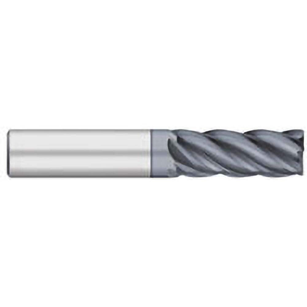 Corner Radius End Mill: 1″ Dia, 2″ LOC, 0.06″ Radius, 5 Flutes, Solid Carbide 4″ OAL, 1″ Shank Dia, 38 ° Helix, AlCromax Coated, Corner Radius End, Centercutting