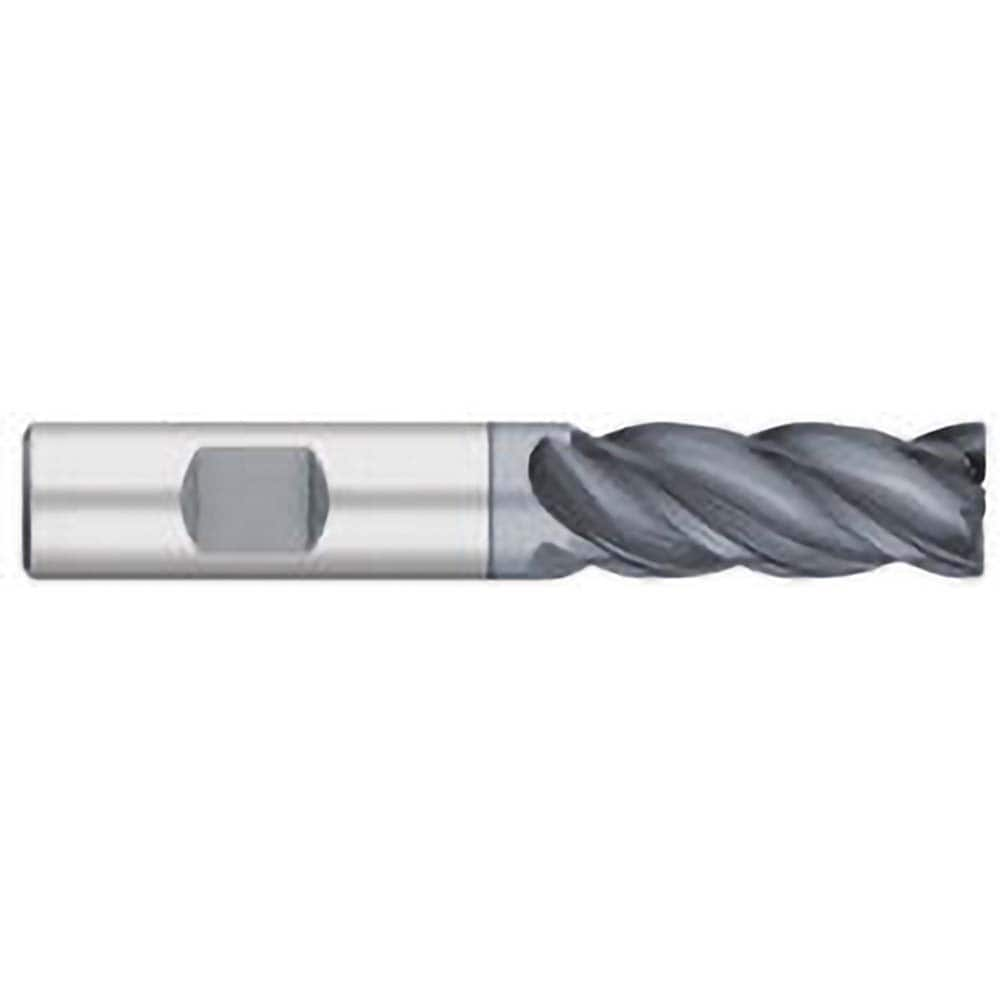 Corner Radius End Mill: 1″ Dia, 2″ LOC, 0.12″ Radius, 4 Flutes, Solid Carbide 4″ OAL, 1″ Shank Dia, 38 ° Helix, AlCromax Coated, Corner Radius End, Centercutting