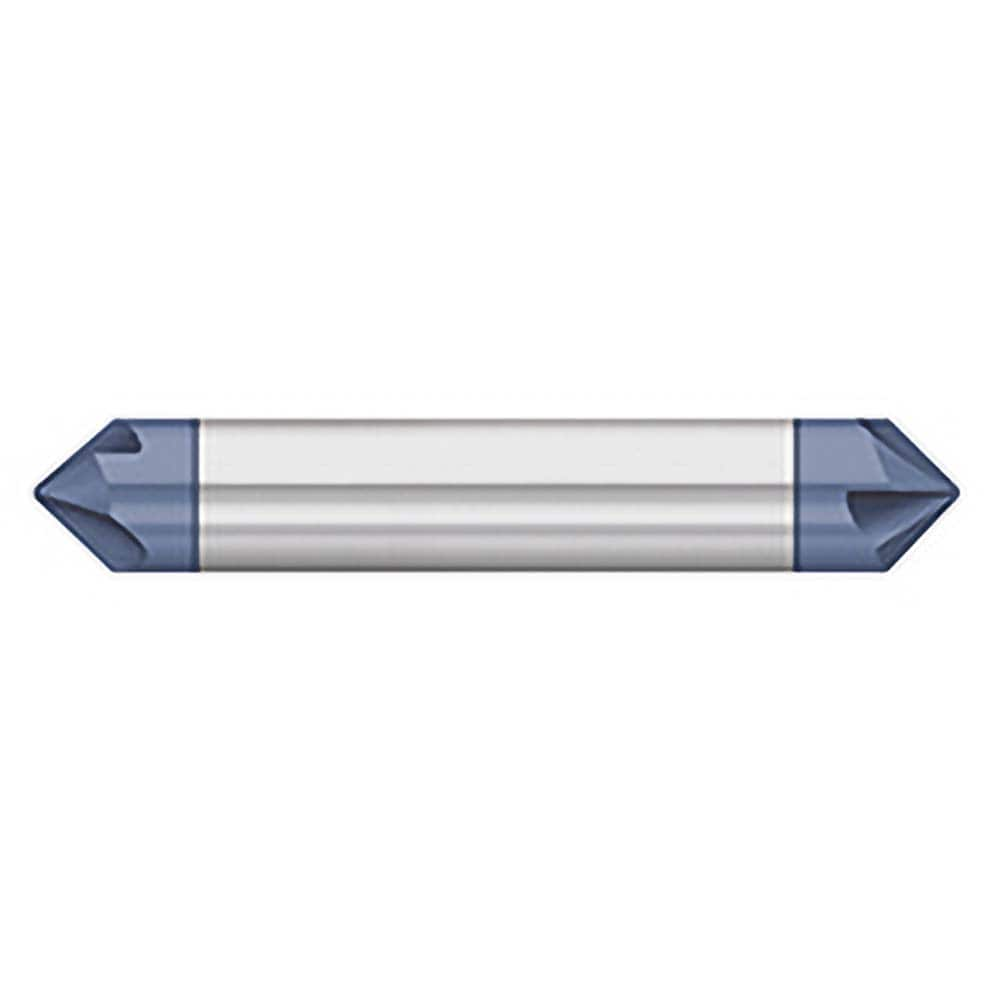 Titan USA - Chamfer Mills; Cutter Head Diameter (Inch): 1/4 ; Included Angle B: 60 ; Included Angle A: 60 ; Chamfer Mill Material: Solid Carbide ; Chamfer Mill Finish/Coating: AlTiN ; Overall Length (Inch): 2-1/2 - Exact Industrial Supply