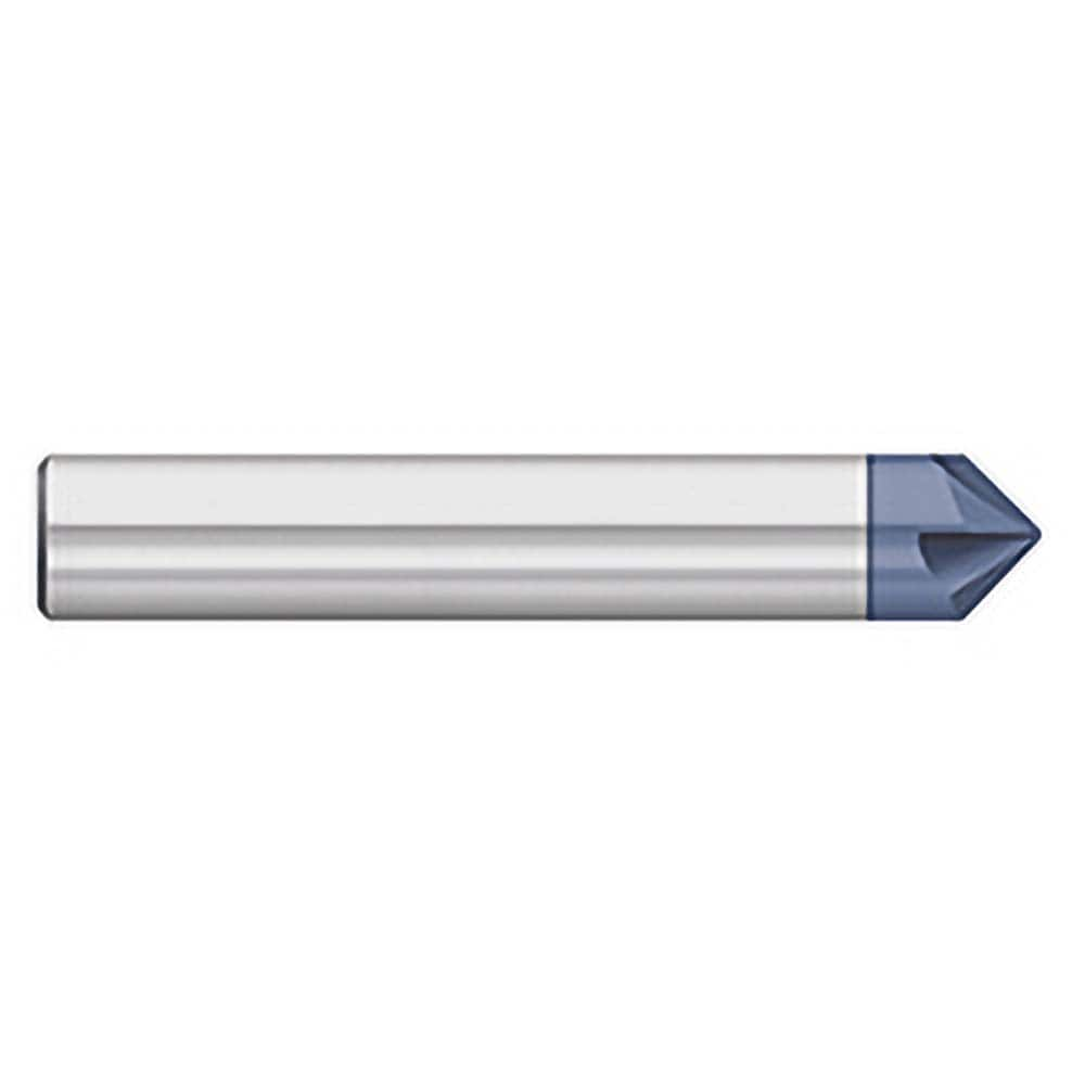 Titan USA - Chamfer Mills; Cutter Head Diameter (Inch): 3/8 ; Included Angle B: 60 ; Included Angle A: 60 ; Chamfer Mill Material: Solid Carbide ; Chamfer Mill Finish/Coating: AlTiN ; Overall Length (Inch): 2-1/2 - Exact Industrial Supply