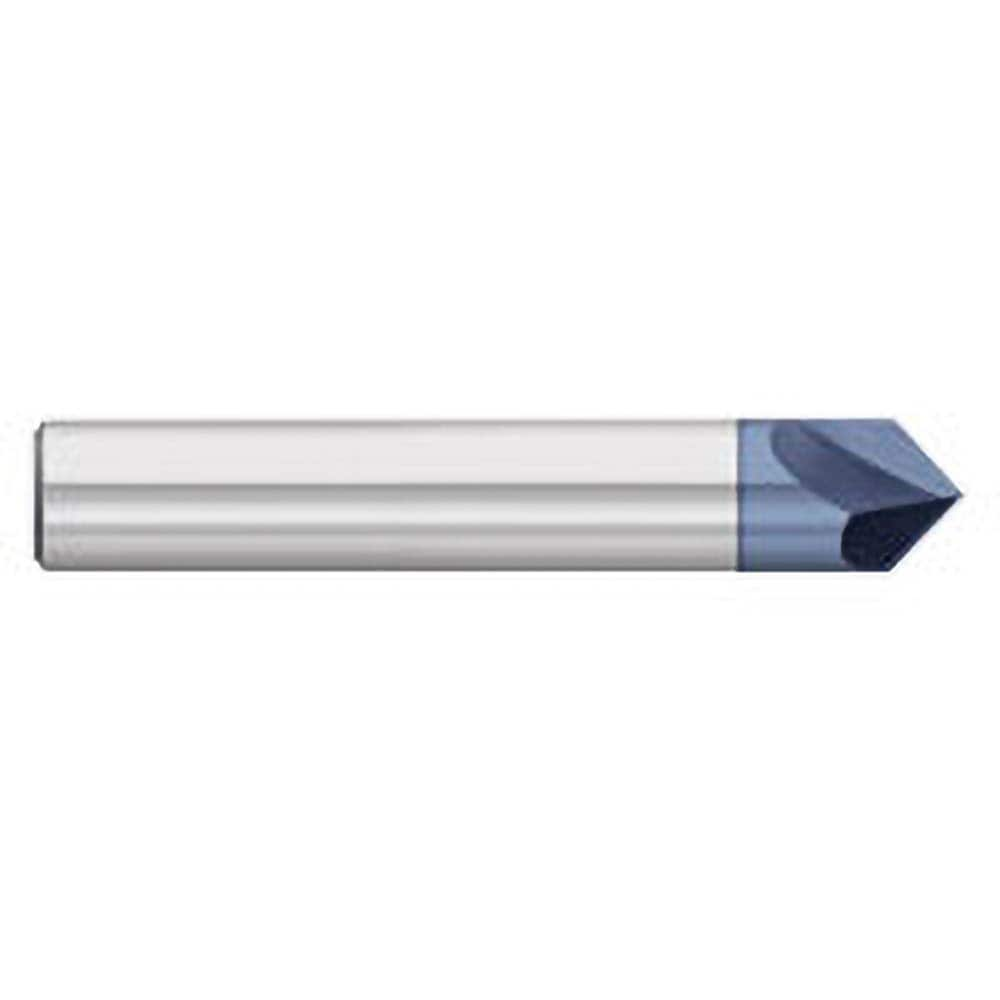 Titan USA - Chamfer Mills; Cutter Head Diameter (Inch): 1/4 ; Included Angle B: 45 ; Included Angle A: 90 ; Chamfer Mill Material: Solid Carbide ; Chamfer Mill Finish/Coating: AlTiN ; Overall Length (Inch): 2-1/2 - Exact Industrial Supply