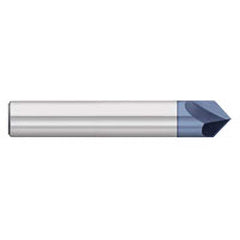 Titan USA - Chamfer Mills; Cutter Head Diameter (Inch): 1/4 ; Included Angle B: 49 ; Included Angle A: 82 ; Chamfer Mill Material: Solid Carbide ; Chamfer Mill Finish/Coating: AlTiN ; Overall Length (Inch): 2-1/2 - Exact Industrial Supply