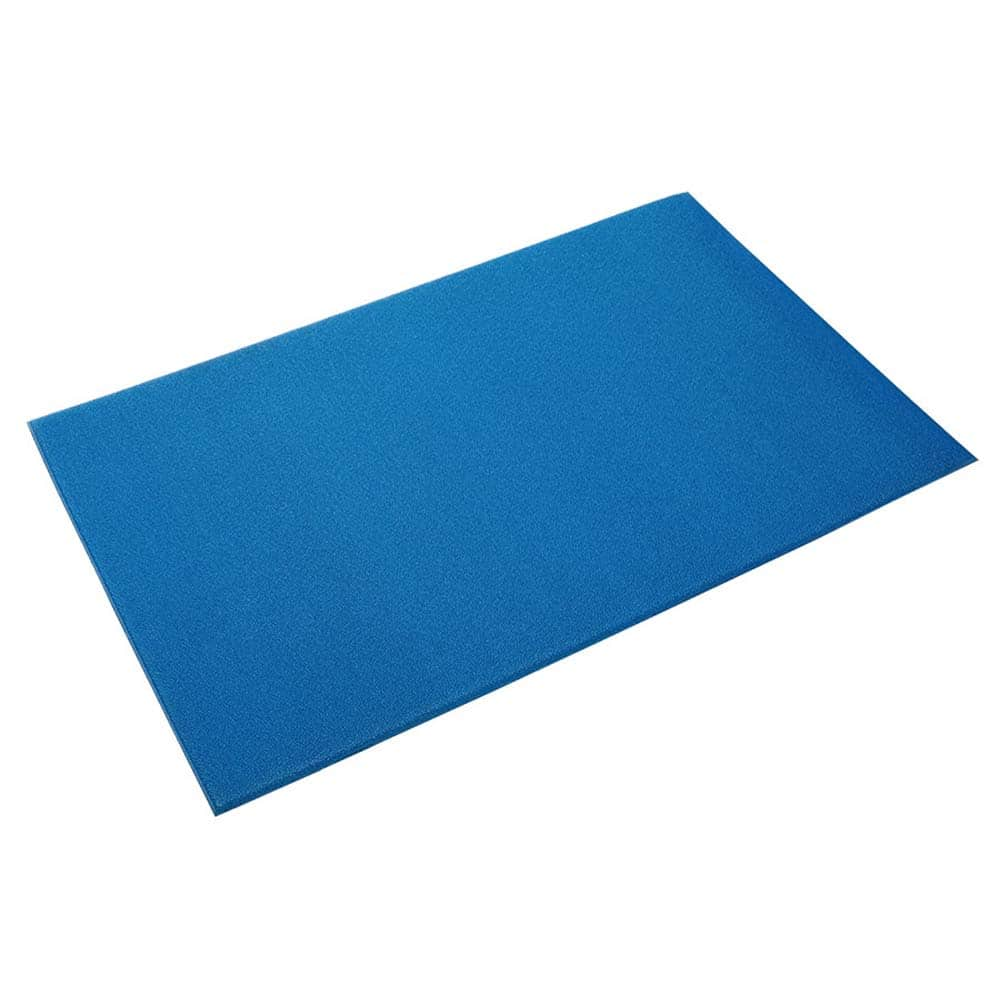 Anti-Fatigue Mat: 60' Length, 2' Wide, 3/8″ Thick, Polyvinylchloride Pebbled & Smooth, Blue, Dry