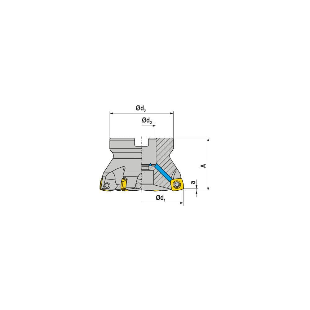 Indexable High-Feed Face Mills; Minimum Cutting Diameter: 160.00 mm; Maximum Cutting Diameter: 160.00 mm; Maximum Depth Of Cut: 3.30 mm; Arbor Hole Diameter (mm): 40.00; Compatible Insert Size Code: XOLX 1906..; Maximum Ramping Angle: 0.7; Series: AHFC-19