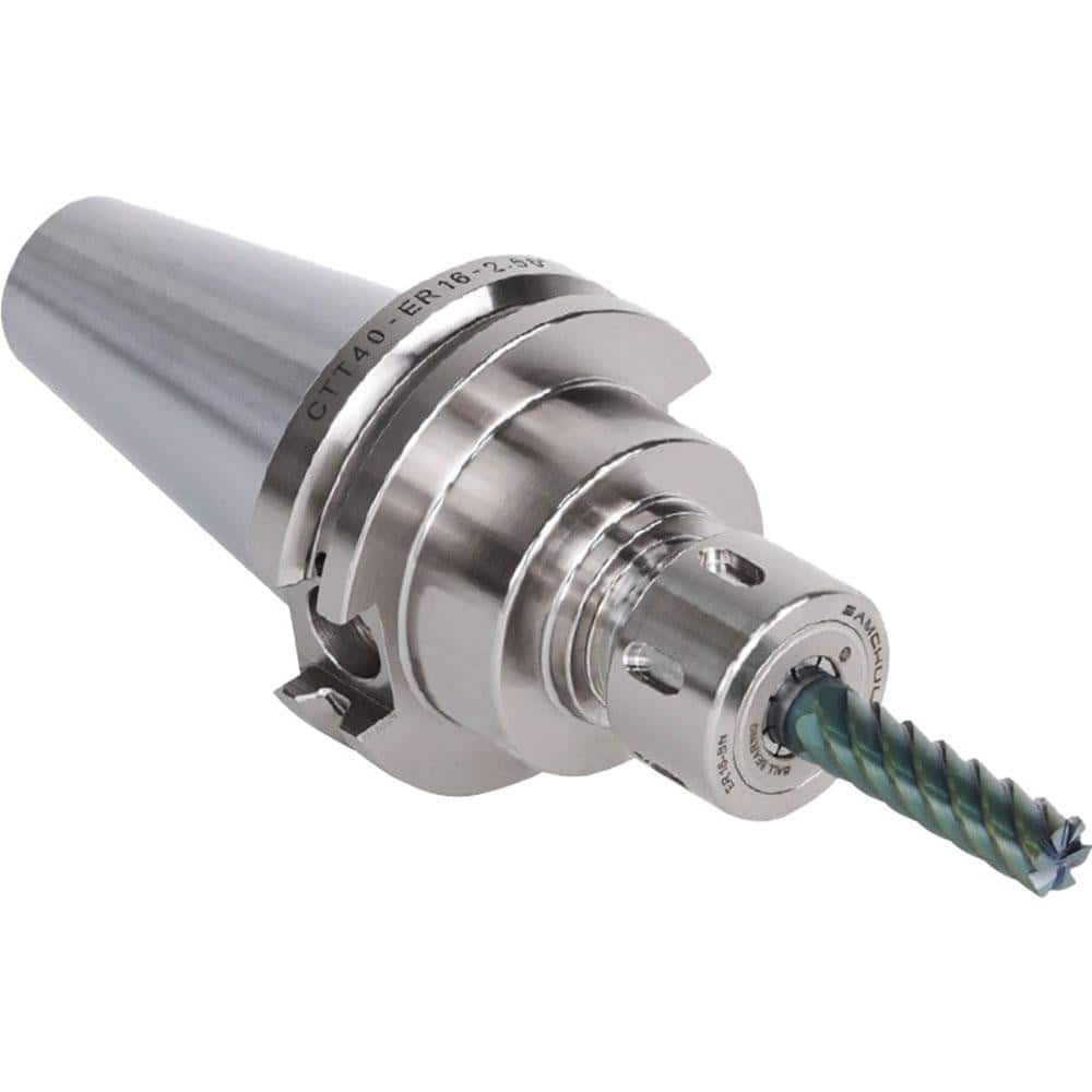 Collet Chuck: 0.079 to 0.787″ Capacity, ER Collet, Dual Contact Taper Shank 8″ Projection, Through Coolant