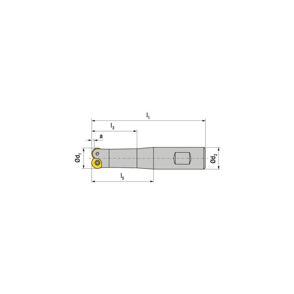 Indexable Ball Nose End Mills; Milling Diameter: 15.00 mm; Maximum Depth Of Cut: 2.60 mm; Maximum Ramping Angle: 0.0; Shank Diameter: 16.00 mm; Shank Type: Weldon Flat; Compatible Insert Style: RDEX; RDHX; Compatible Insert Size Code: RD.X 0702..; Toolhol